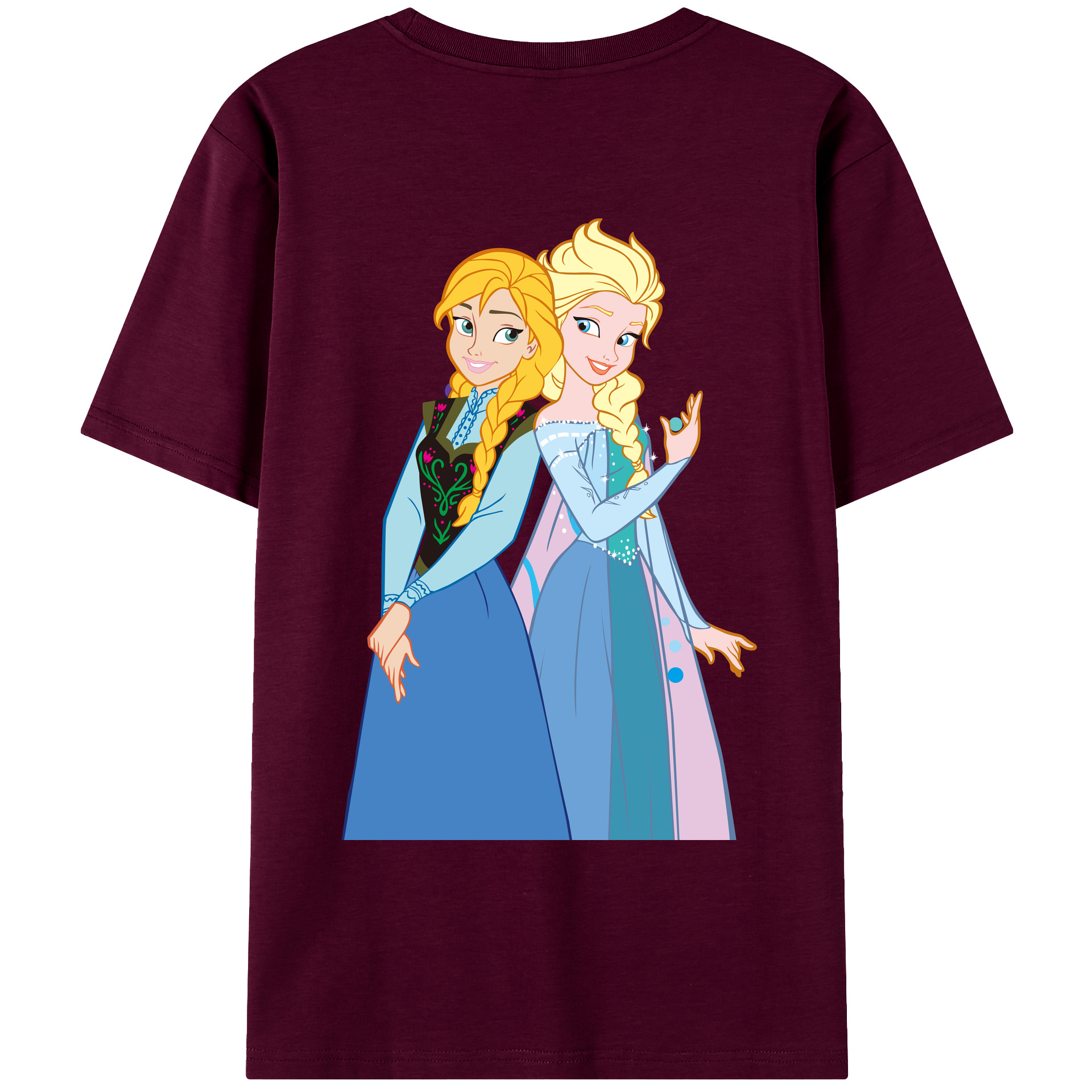 （画像用） アナと雪の女王 アンナ エルサ Frozen Anna Elsa レディース半袖Tシャツ(バックプリント)